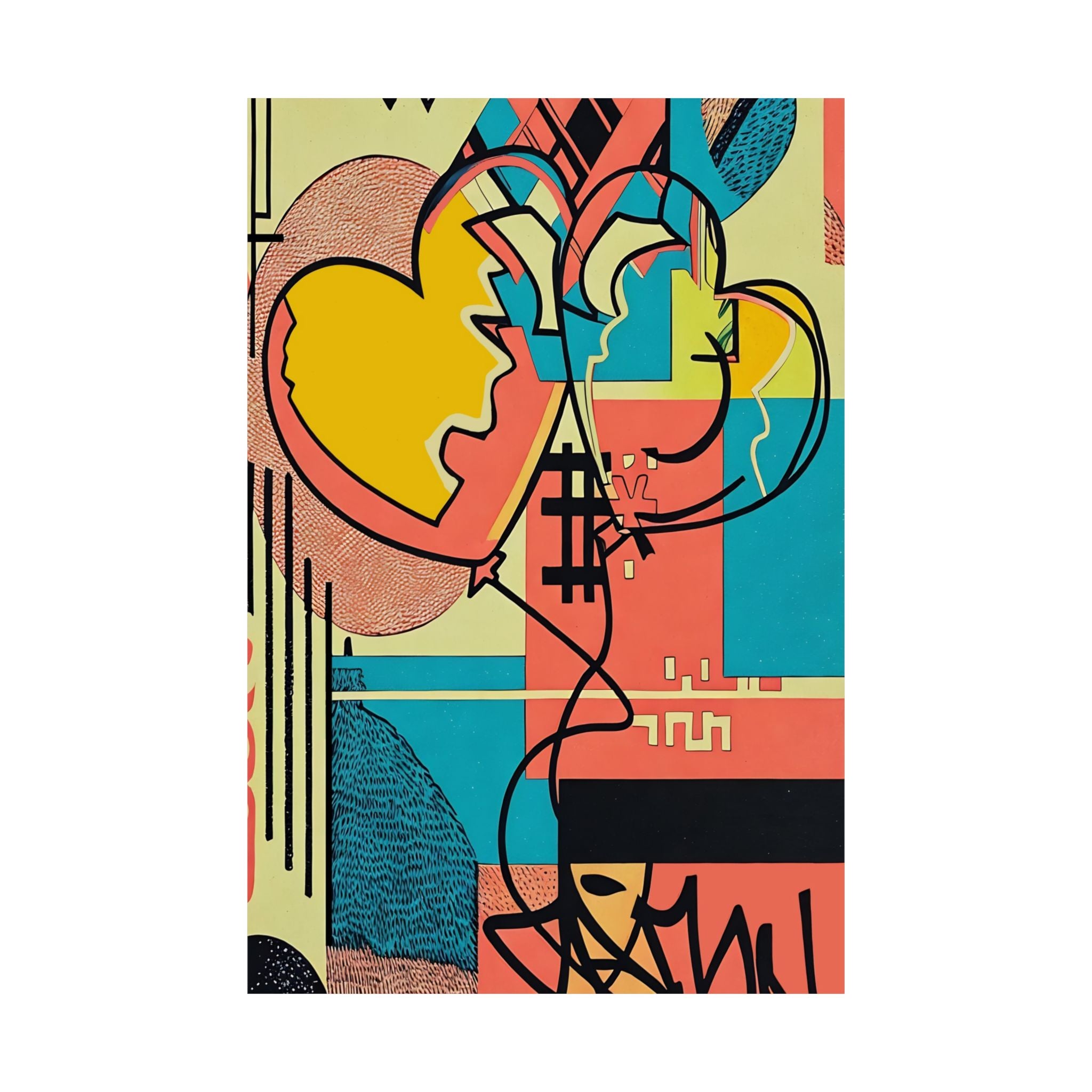 Vintage Balloon Abstract Poster — Matte Vertical Art