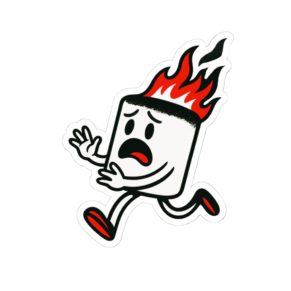 Sarcastic Pop-Art Marshmallow on Fire Vinyl Sticker — Kiss-Cut