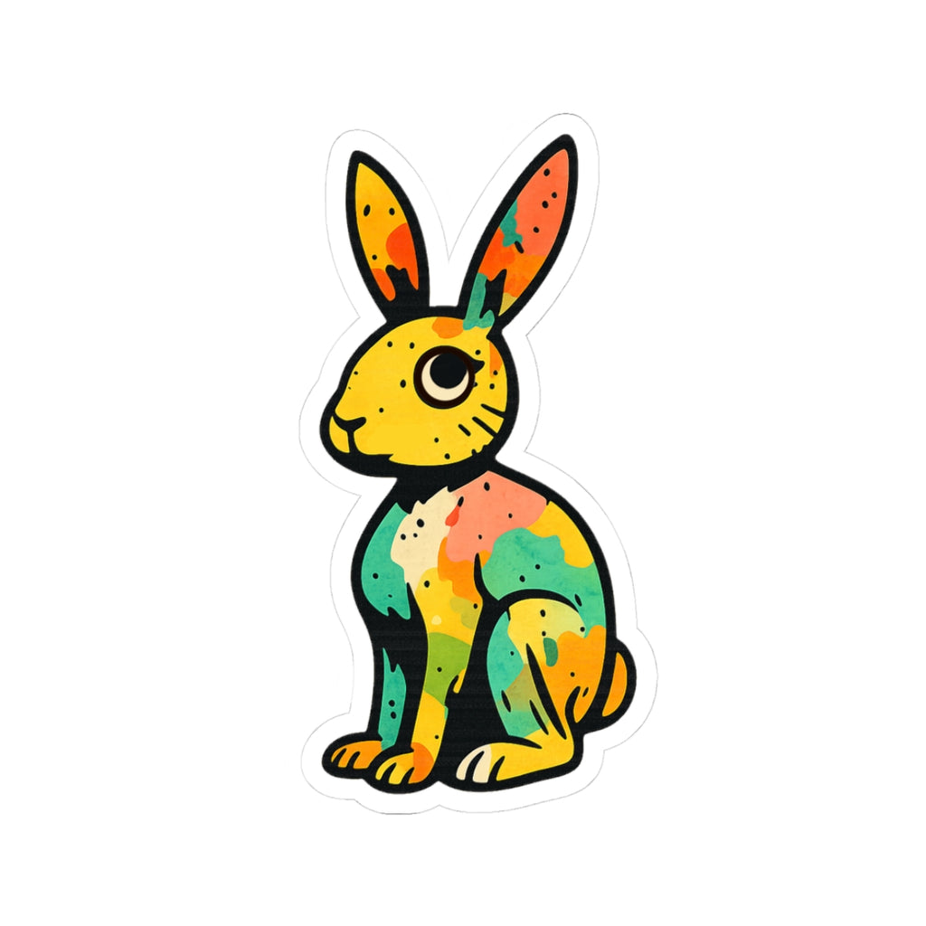 Colorful Watercolor Bunny Sticker — Kiss-Cut Rabbit Decal