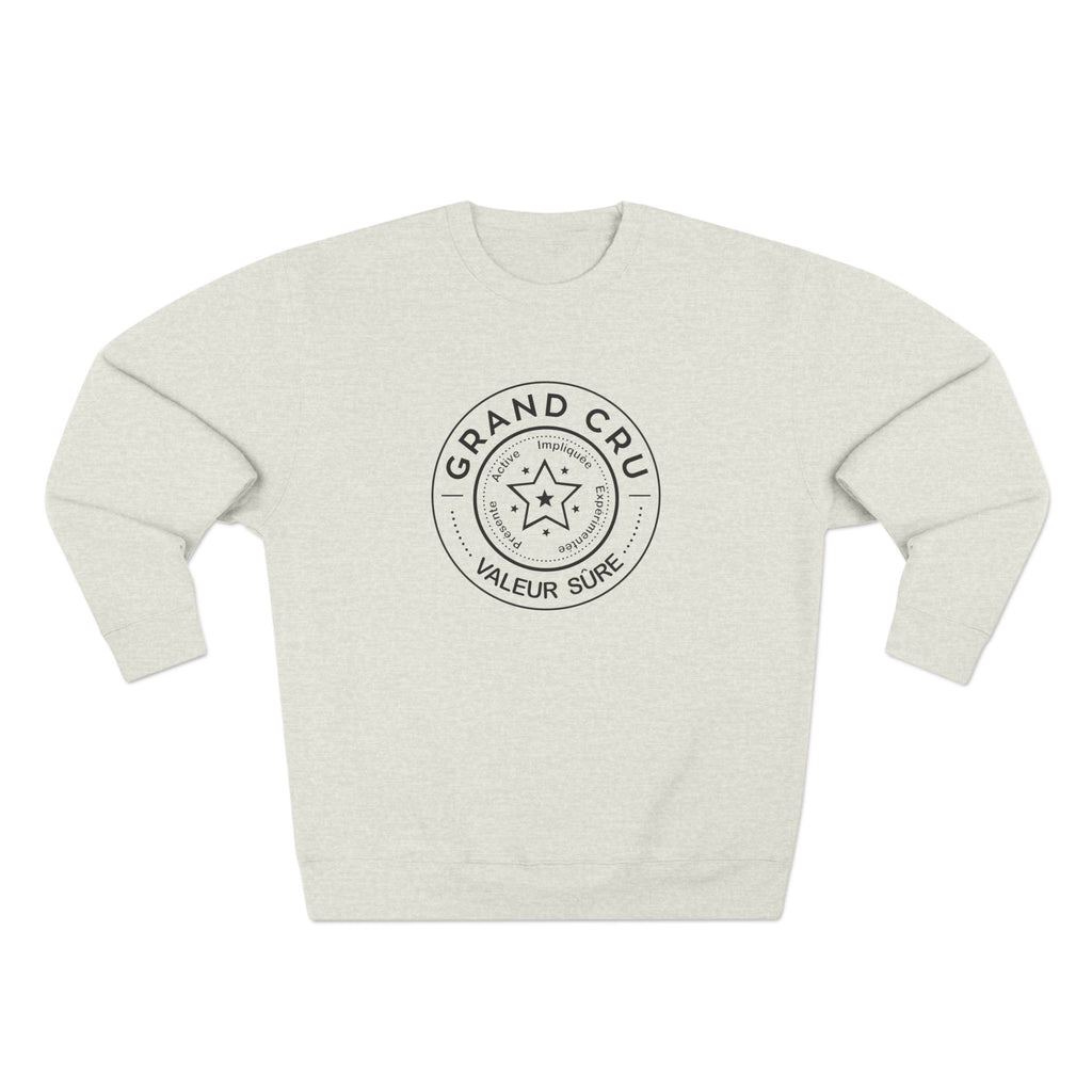 Grand Cru Crewneck Sweatshirt — Vintage Wine Badge "Valeur Sûre"