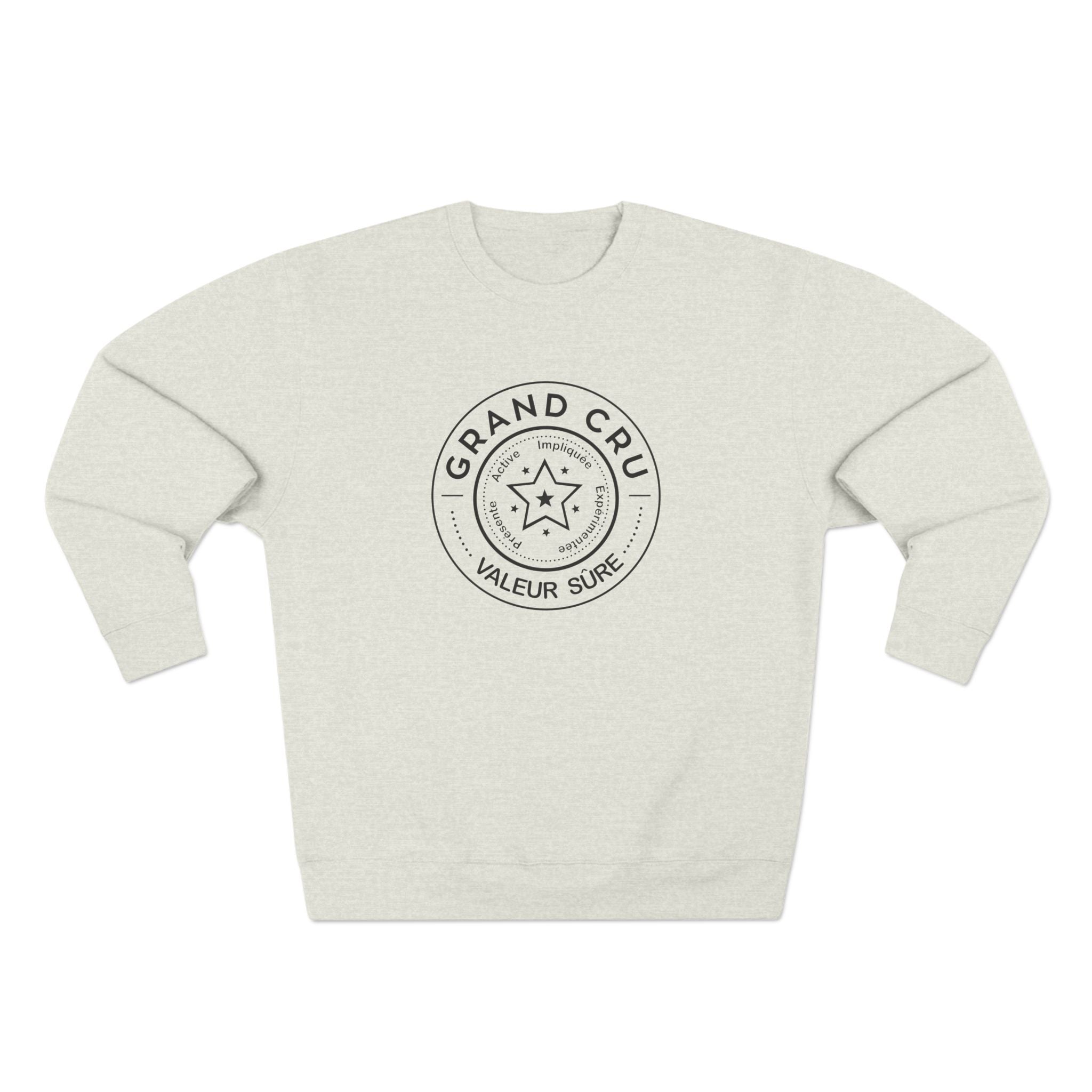 Grand Cru Crewneck Sweatshirt — Vintage Wine Badge "Valeur Sûre"