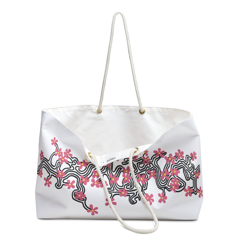 Floral Maze Weekender Bag — Pink Blossom Travel Tote