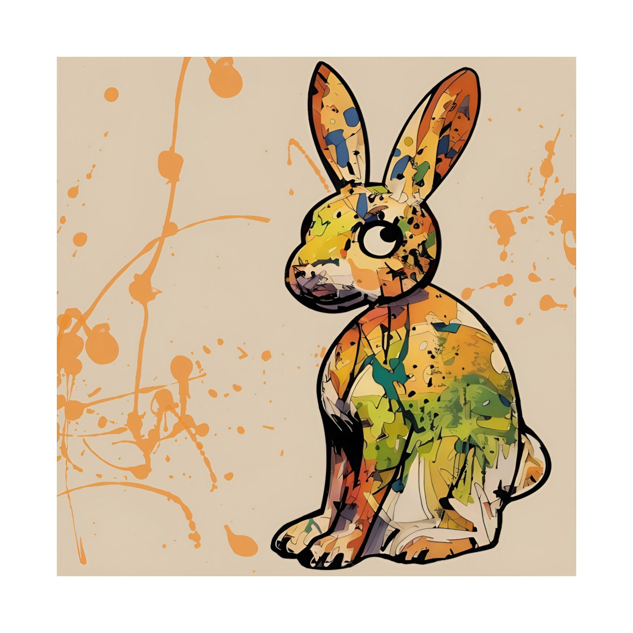 Colorful Rabbit Wall Art Print, Rabbit with an Attitude
