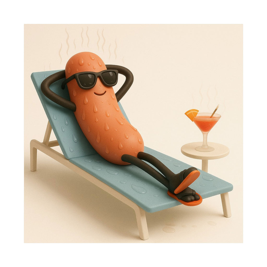 Hot Dog Vacation Poster — Funny Cute Sausage Wall Art for Kitchen, Bar & Summer Vibes