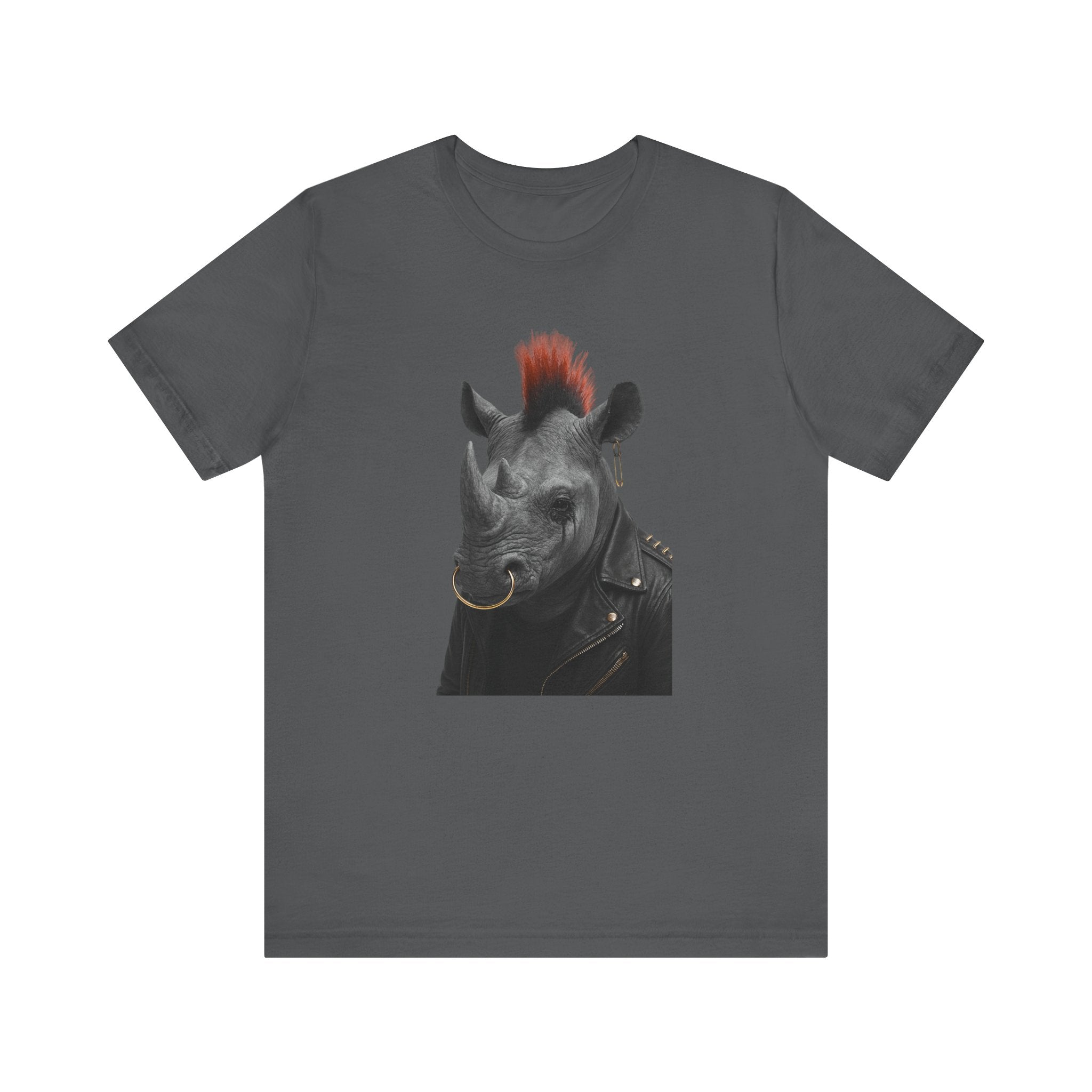 Punk Rhino Tee – Bold Artistic Animal Portrait T-Shirt for Rebels and Creators