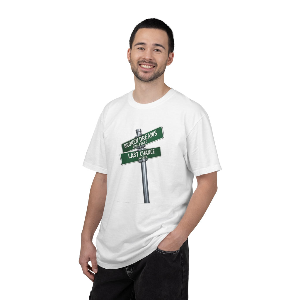 Broken Dreams Blvd x Last Chance Ave T-Shirt — Minimalist Crossroads Graphic