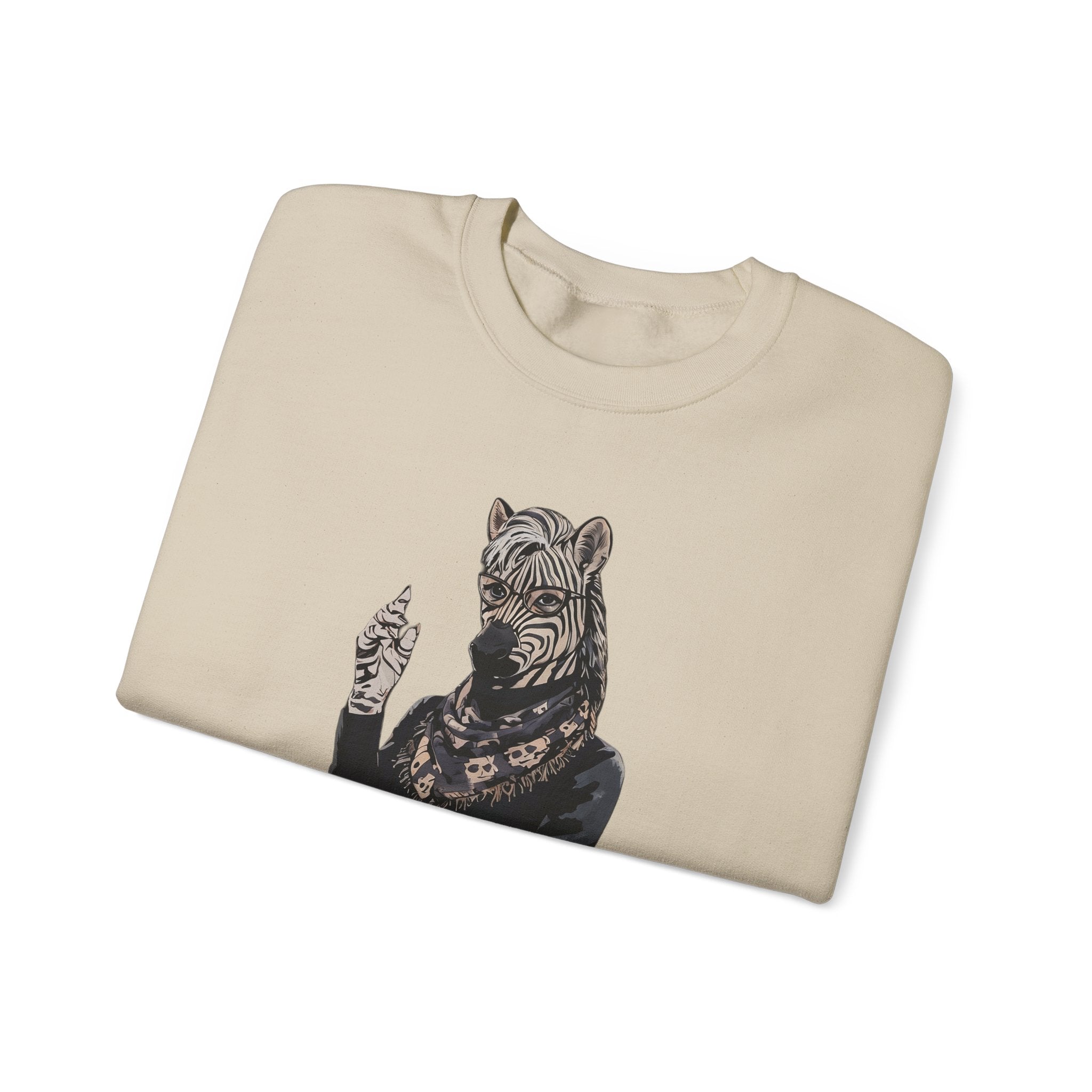 Senior Woman Sweatshirt – Vintage Zebra Graphic Crewneck- English Text