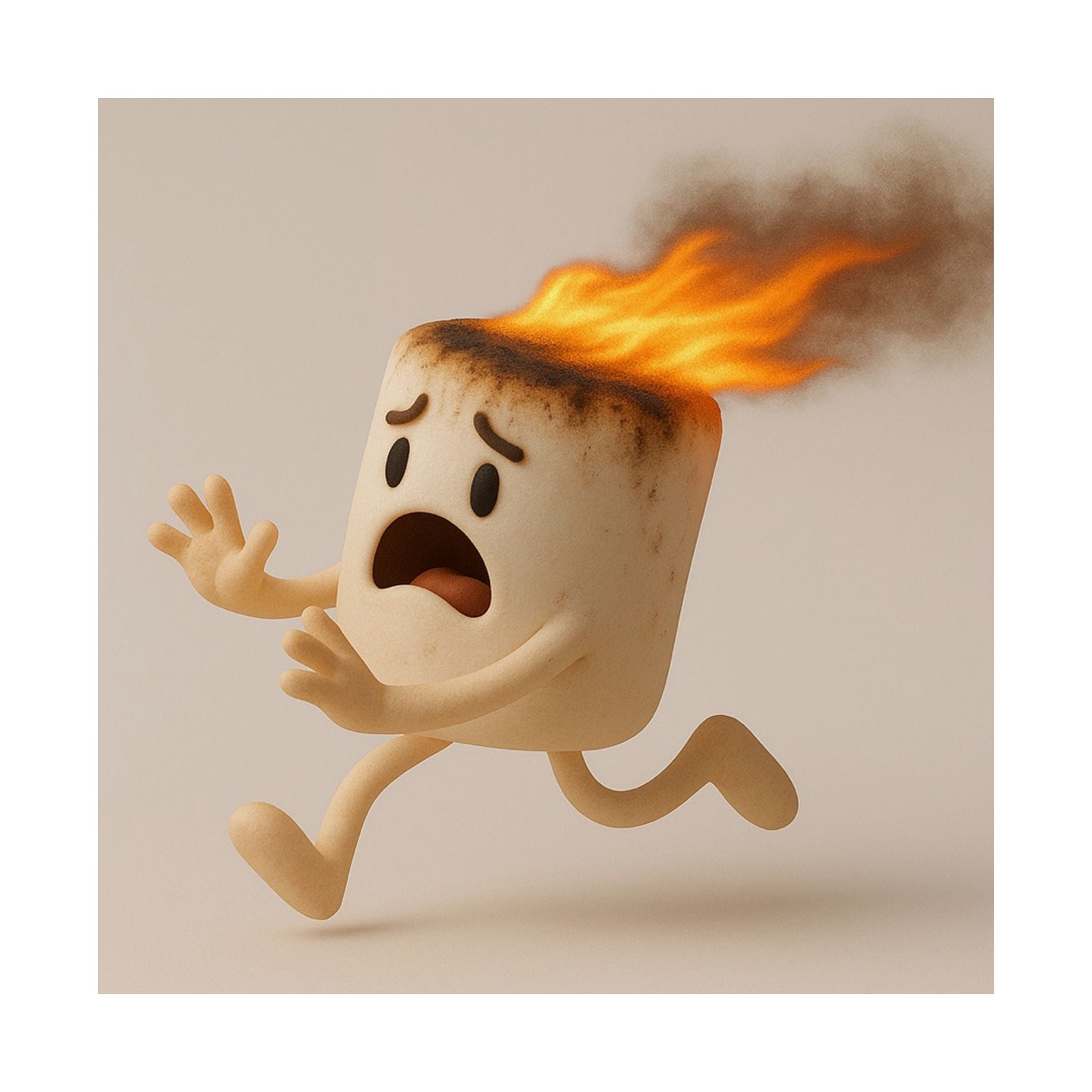 Terrified Marshmallow on Fire — Funny Kitchen Wall Art