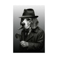 Dog Detective Poster – Noir Beagle Wall Art in Trench Coat | Funny Vintage Dog Print