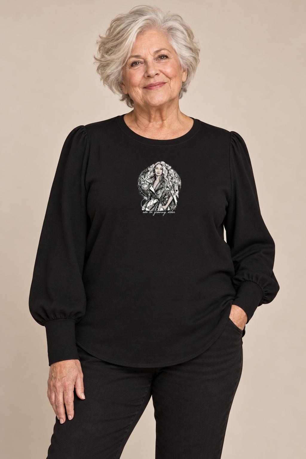 Women's Blouson Jersey Long Sleeve Top — Ode to Growing Older