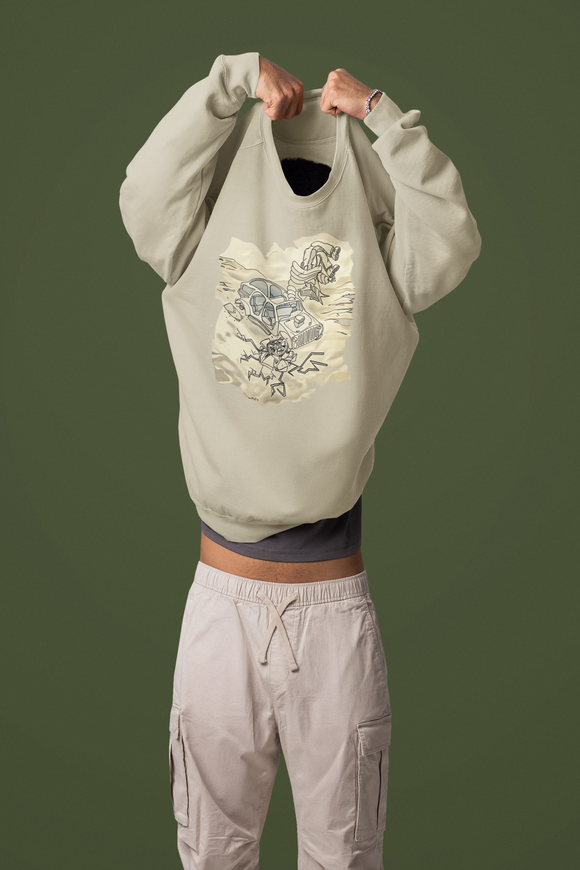 Desert Jeep Artist Graphic Sweatshirt– Adventure  Crewneck