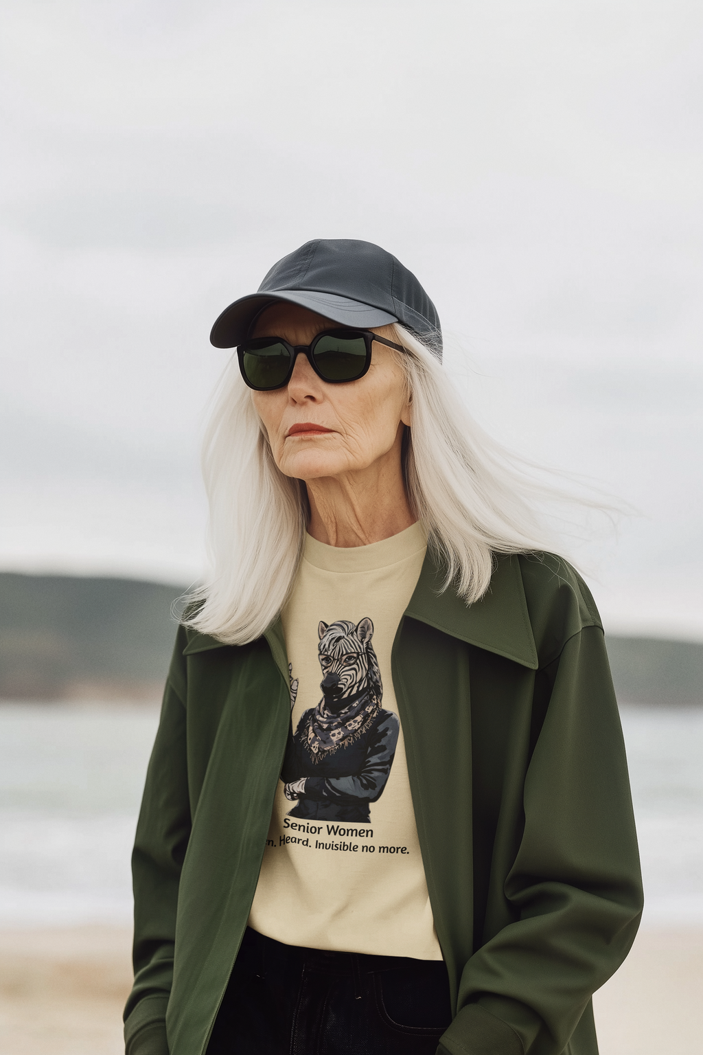Senior Woman Sweatshirt – Vintage Zebra Graphic Crewneck- English Text